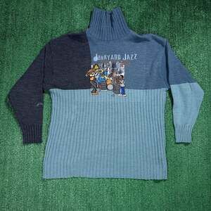 Y2K Vintage Platinum Fubu Junkyard Jazz Colorblock Mock Neck Knit Sweater XL